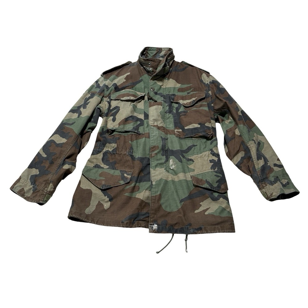 VINTAGE USGI US ARMY M65 FIELD JACKET WOODLAND CAMO LINED Sz Small Reg - 21 x 30